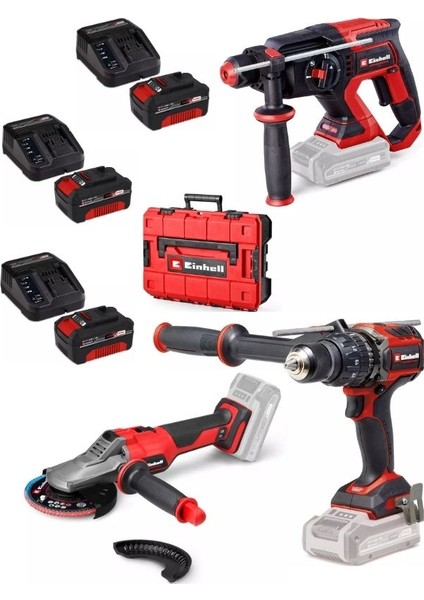 Tp-Hd 18/22 D Bl Tp-Cd 18/120 Li-I Bl Matkap Tp-Ag 18/125 F Li Bl Taşlama 3X4.0AH Akülü Kömürsüz Set