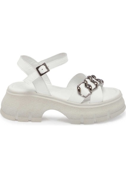 Beyaz Hakiki Deri Kadın Sandalet - K24Y1SN67155-A26