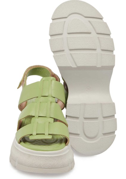 Yeşil Hakiki Deri Kadın Sandalet - K24Y1SN67154-G81