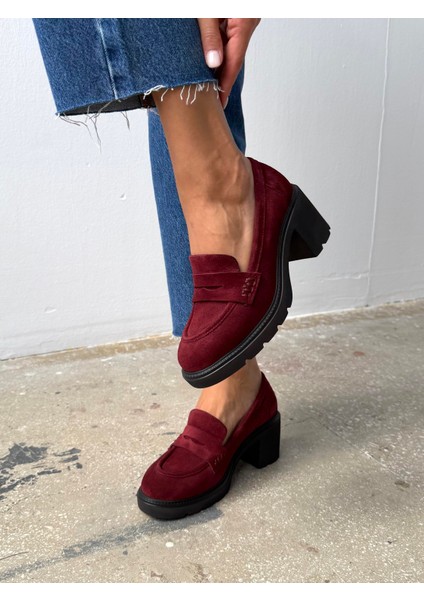 Caly Bordo Süet Hakiki Deri Kadın Makosen fırsatları