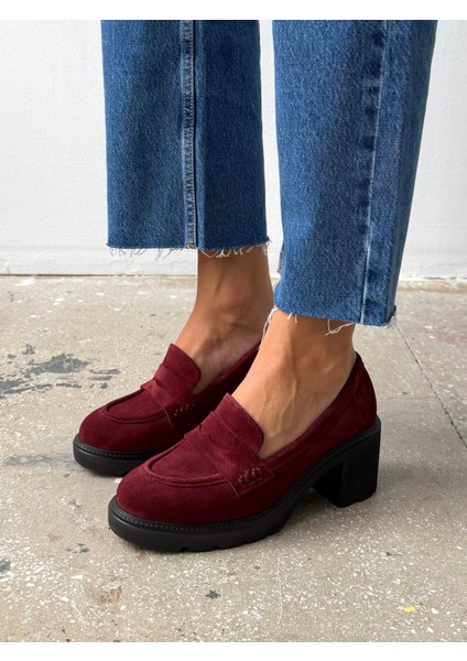 Caly Bordo Süet Hakiki Deri Kadın Makosen indirimleri