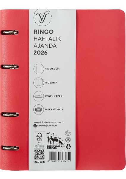 RinGo 2026 Haftalık Ajanda A5 (14x21cm) Esnek Kapak Ivory 80gr. İçi Değişebilir fiyatları