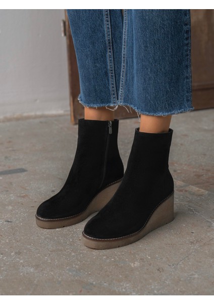 Nubia Siyah Süet Hakiki Deri Kadın Bot modelleri