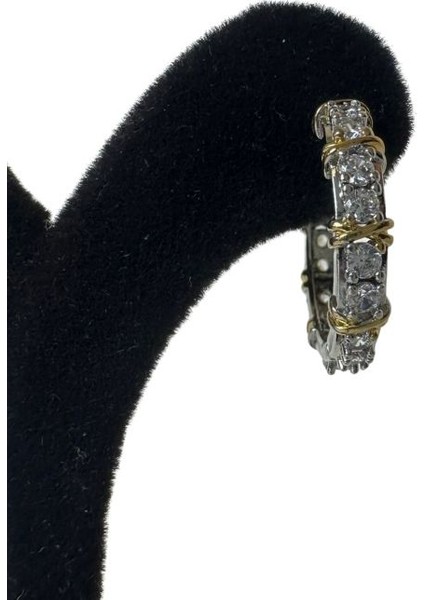 4062 Zirkon Taşlı Gold Detaylı Çelik Halka Küpe fiyatları