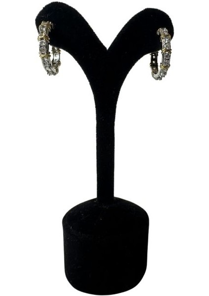 4062 Zirkon Taşlı Gold Detaylı Çelik Halka Küpe modelleri