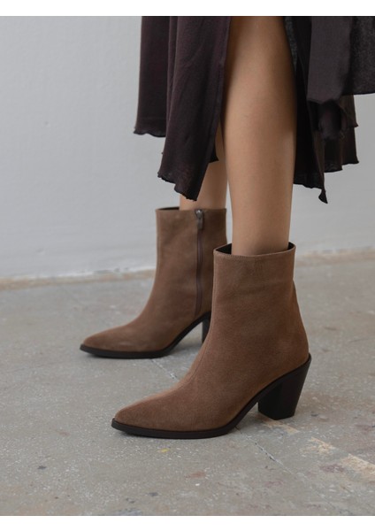 Lerona Camel Süet Hakiki Deri Kadın Bot