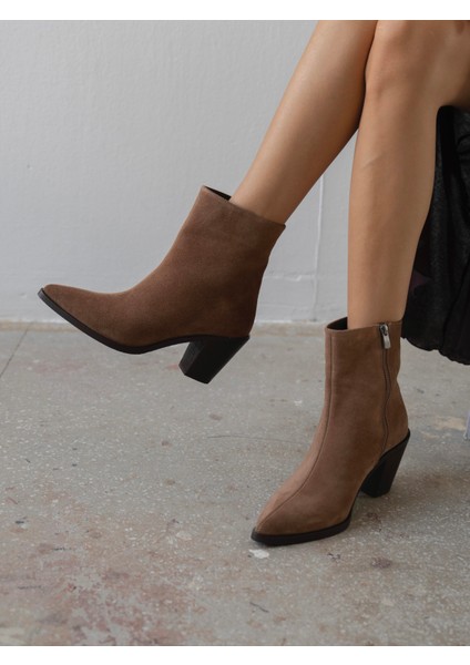 Lerona Camel Süet Hakiki Deri Kadın Bot modelleri
