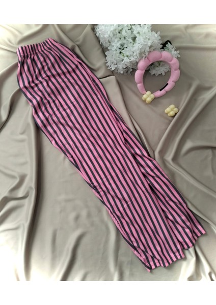 Good Night Pijamahomewear Pembe Gri Çizgili 5 Düğmeli Pijama Takımı modelleri