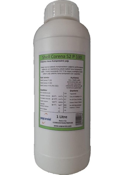 Açık-Shell Corena S2 P 100 Kompresör Yağı - 1 Litre fırsatları