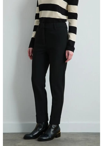 Duble Paça Yüksek Bel Pantolon - Siyah fırsatları