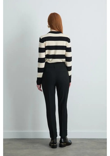 Duble Paça Yüksek Bel Pantolon - Siyah indirimleri