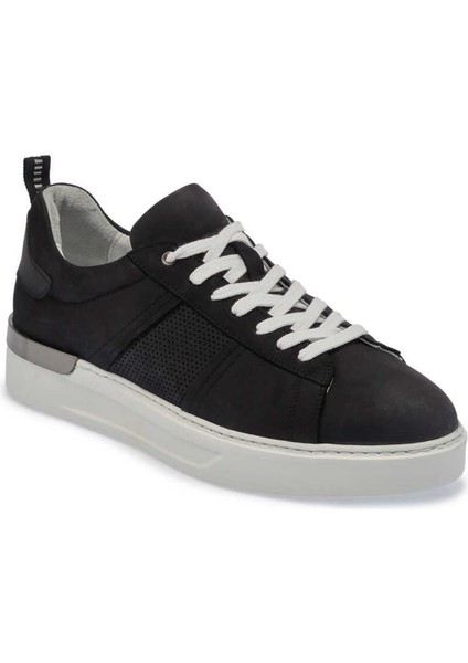 Siyah Hakiki Nubuk Deri Erkek Sneaker - E24I1AY56638-A64