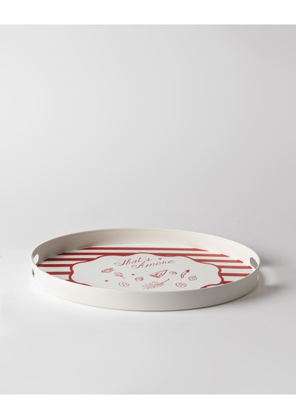 Amore Oval Tepsi - Beyaz/kırmızı modelleri