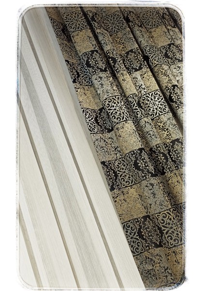 Venezia Desenli Pileli Fon Perde modelleri