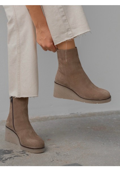 Nubia Vizon Süet Hakiki Deri Kadın Bot