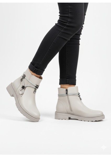 Kadın Taşlı Kaydırmaz Taban Düz Bilek Bot