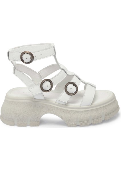 Beyaz Hakiki Deri Kadın Sandalet - K24Y1SN67165-A26