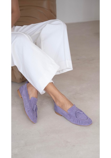 Gobert Lila Süet Hakiki Deri Makosen modelleri