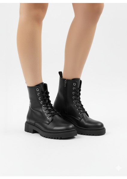 Kadın Bağcıklı Fermuarlı Termo Taban Düz Postal modelleri