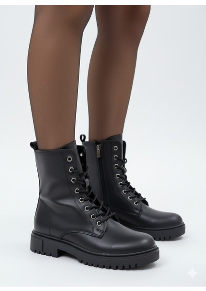 Kadın Bağcıklı Fermuarlı Düz Desen Kaymaz Taban Postal fiyatları