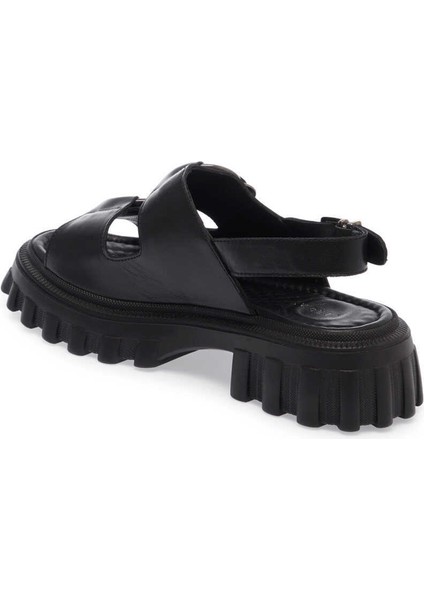 Siyah Hakiki Deri Kadın Sandalet - K24Y1SN67160-A23