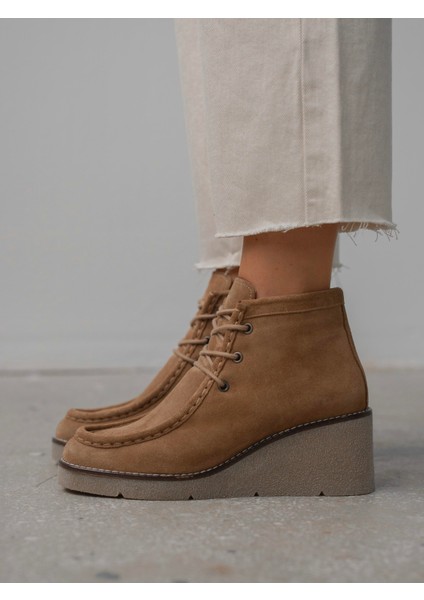 Durel Camel Süet Hakiki Deri Kadın Bot