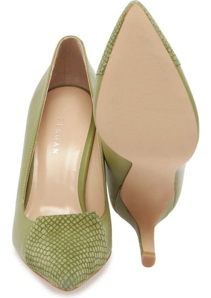 Yeşil Hakiki Deri Kadın Stiletto - K24I1AY67174-H3B