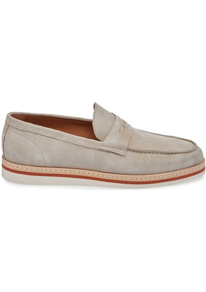 Bej Hakiki Süet Deri Erkek Loafer - E24I1AY56643-B79