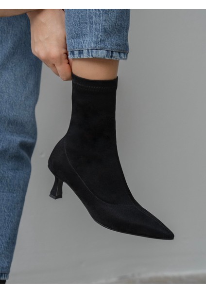 Bobby Streç Siyah Süet Bot