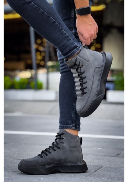BA0321 Gizli Bağcıklı Erkek Yüksek Taban Füme Spor Bot fırsatları