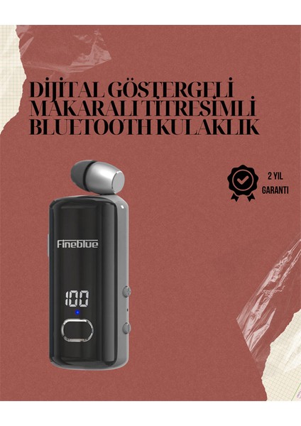 Su Geçirmez Fineblue F580 Kulaklık – Dijital Ekranlı, Klipsli, Geri Çekilebilir Kablo ve Gürültü Engelleme Özellikli