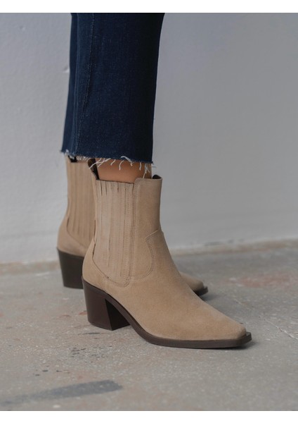 Rudy Bej Süet Hakiki Deri Kadın Bot