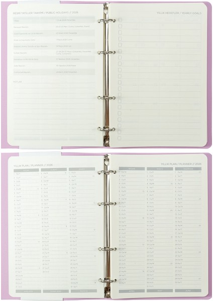 RinGo 2026 Haftalık Ajanda A5 (14x21cm) Esnek Kapak Ivory 80gr. İçi Değişebilir