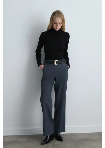 Düz Paça Kumaş Pantolon - Lacivert