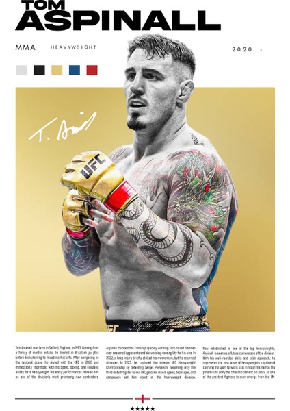 Tom Aspinall - Ufc Dövüşçü Posteri - Çerçevesiz