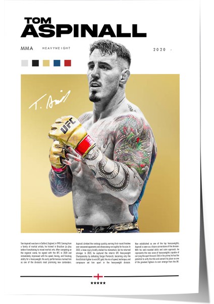 Tom Aspinall - Ufc Dövüşçü Posteri - Çerçevesiz modelleri