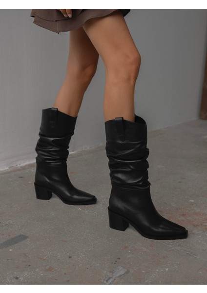 Dune Siyah Hakiki Deri Kadın Çizme indirimleri