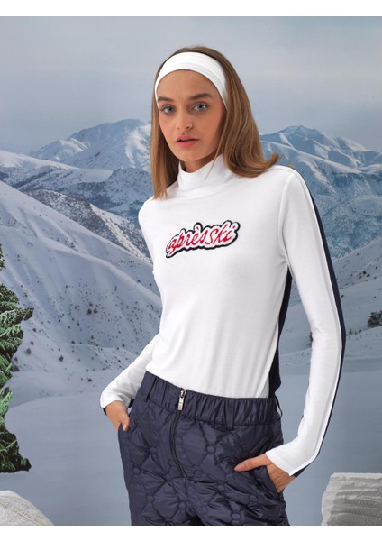 Kadın Beyaz Modal Dokulu Slim Fit Uzun Kollu Tişört