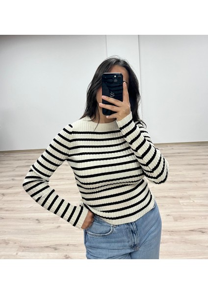 Elena Çizgili Triko Bluz