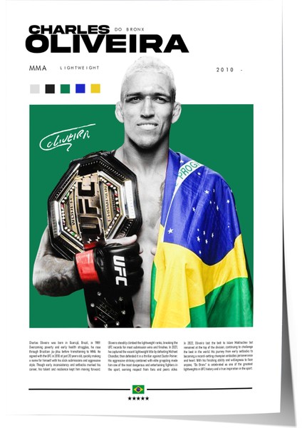 Charles Oliveira Ufc Tasarım Poster - De Bronx - Çerçevesiz modelleri