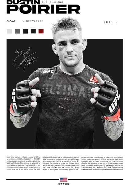 Dustin Poirier - The Diamond Ufc Posteri - Siyah Çerçeveli fiyatları