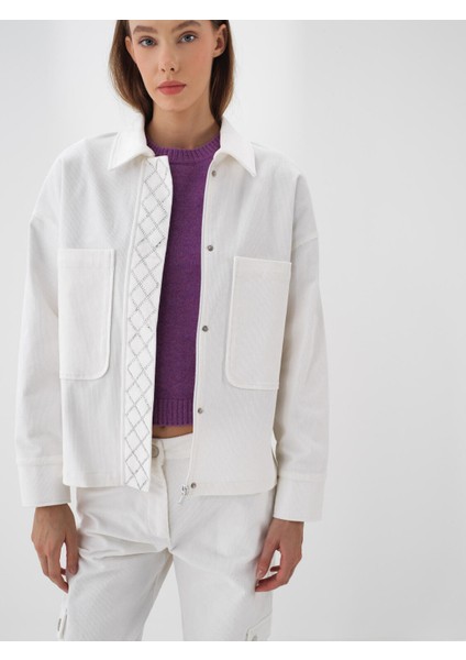 Kadın Beyaz Lüks Dokulu Soft Kadife Oversize Ceket indirimleri