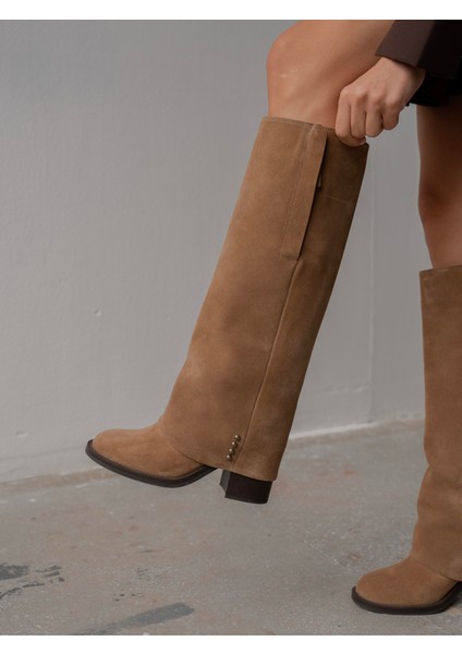 Bully Camel Süet Hakiki Deri Kadın Çizme fırsatları