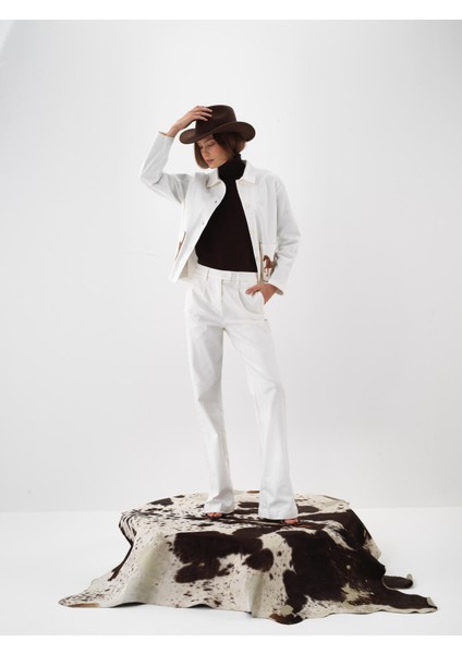 Kadın Ekru Pamuk Dokulu Oversize Ceket indirimleri