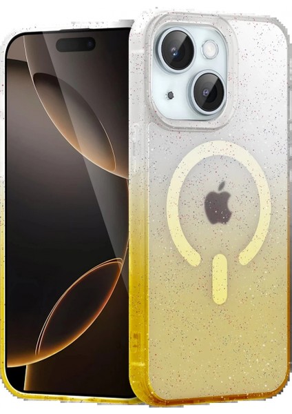 Apple iPhone 15 Pummel Shiny Magsafe Kapak - Gold