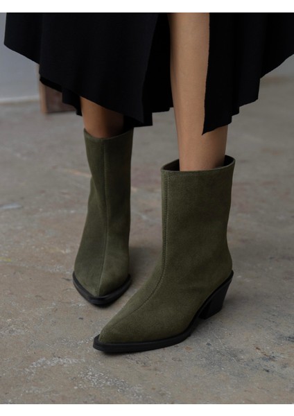 Piora Haki Süet Hakiki Deri Kadın Bot