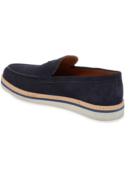 Lacivert Hakiki Süet Deri Erkek Loafer - E24I1AY56643-D44