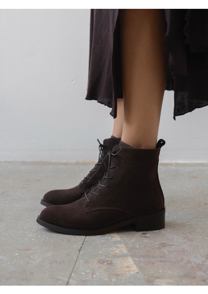 Moli Kahve Süet Hakiki Deri Kadın Bot modelleri