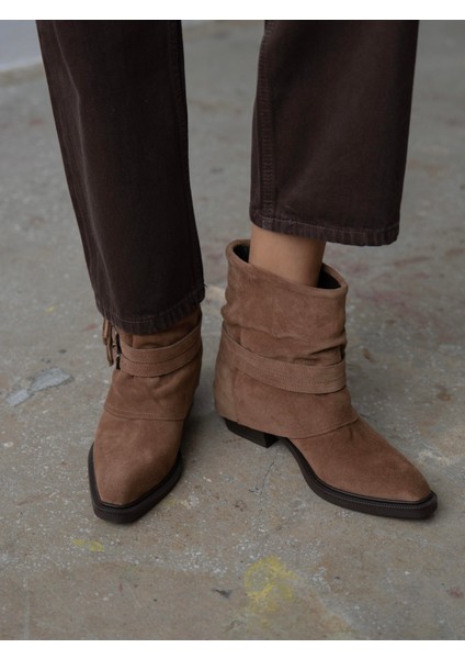 Rynel Camel Süet Hakiki Deri Kadın Bot modelleri