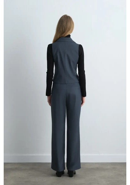 Bele Oturan Kumaş Yelek - Lacivert fırsatları